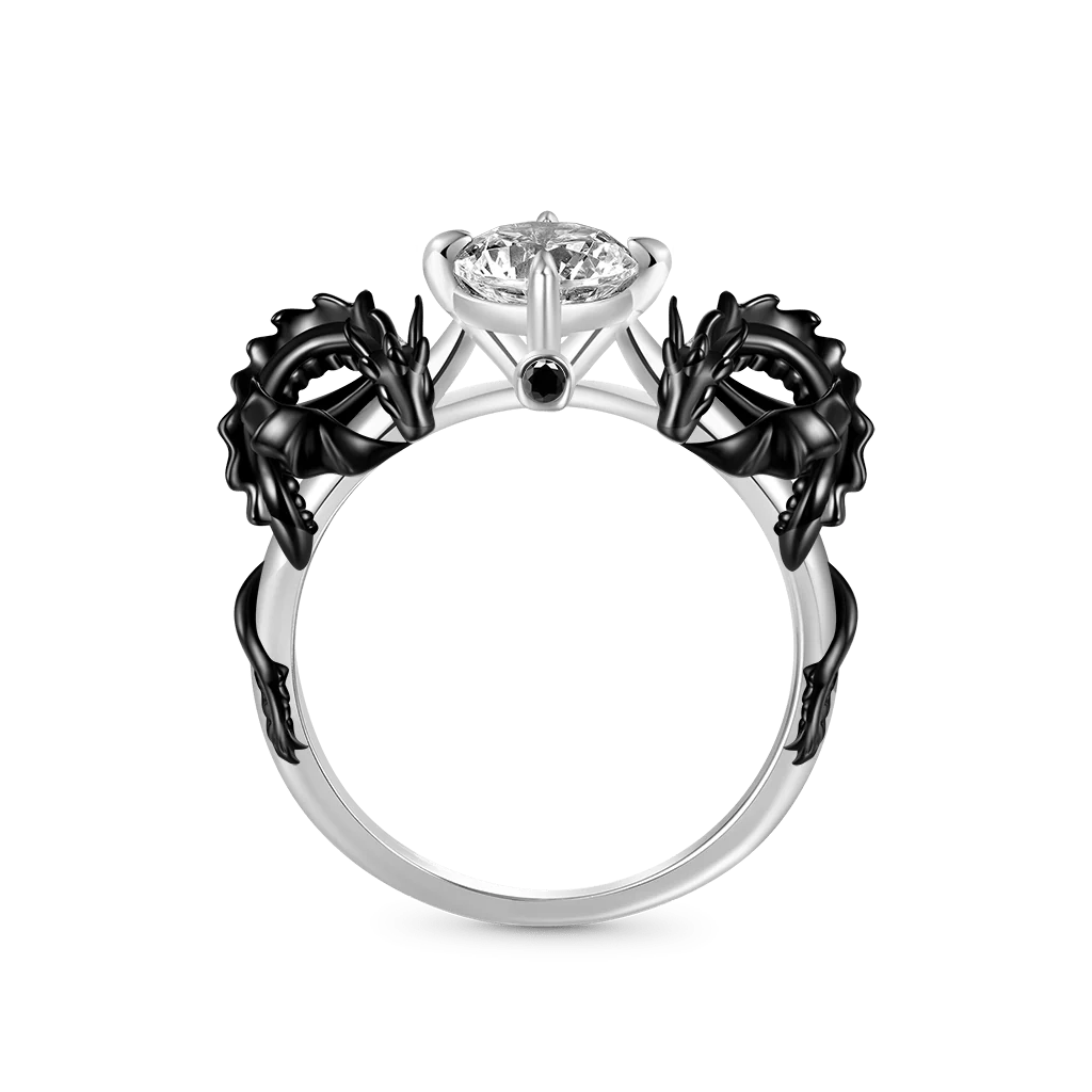 Gnoce Black Dragon Embrace Diamond Ring Platinum-plated Silver Blend