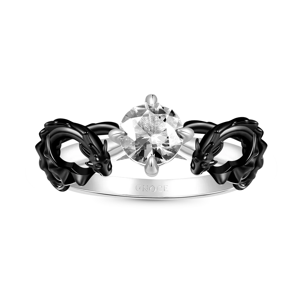 Gnoce Black Dragon Embrace Diamond Ring Platinum-plated Silver Blend - Image 2