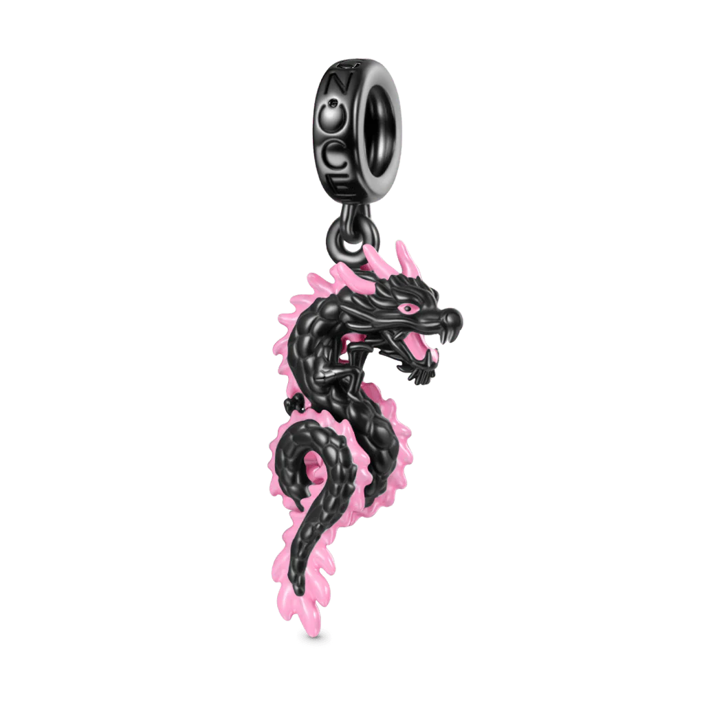 Gnoce Glow-in-the-Dark Black Dragon Charm Platinum-plated Silver Blend - Image 2