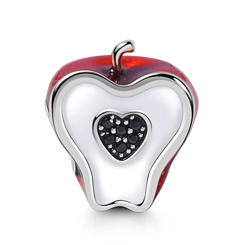Black Heart Apple Charm Bead Sterling Silver - Image 2