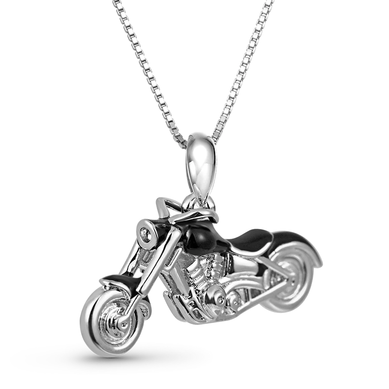 Gnoce Cool Black Motorcycle Necklace Platinum-plated Silver Blend - Image 2
