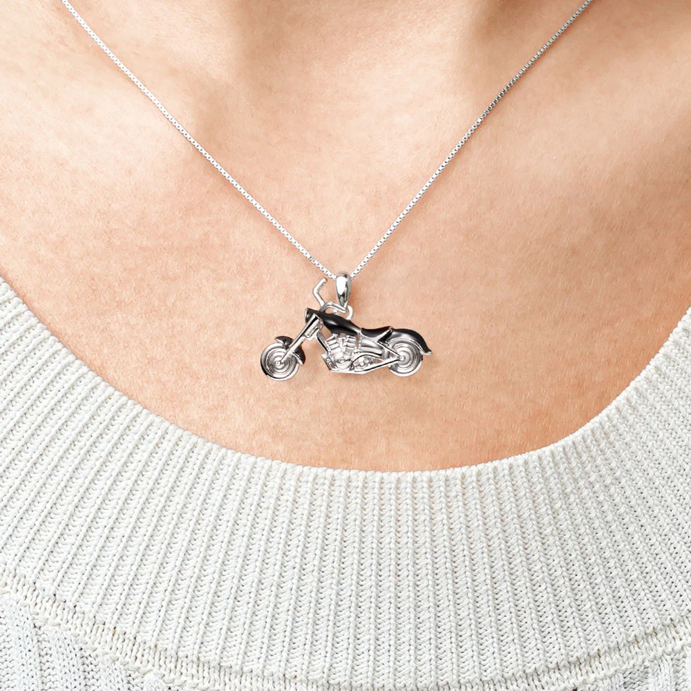 Gnoce Cool Black Motorcycle Necklace Platinum-plated Silver Blend - Image 5