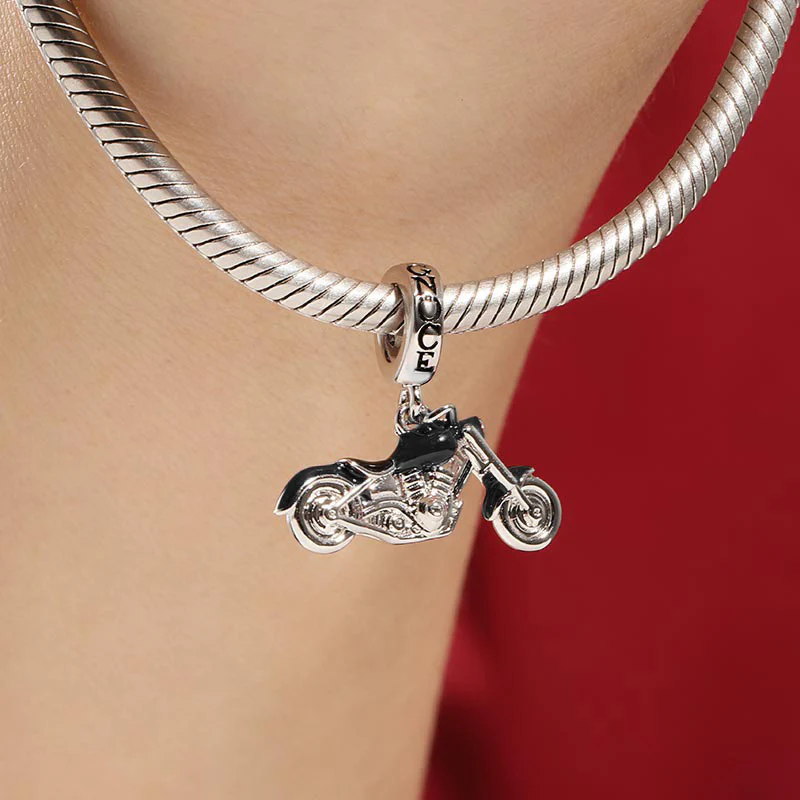 Gnoce Black Motorcycle Charm Platinum-plated Silver Blend - Image 3