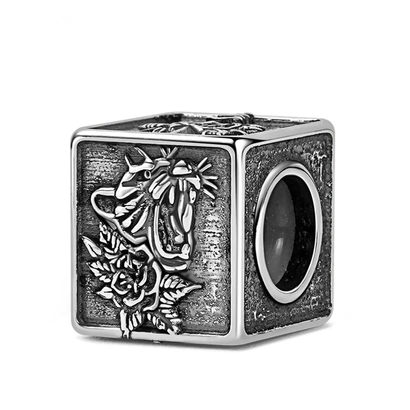 Black Panther Men's Charm Bead Sterling Siver fit Men's Bracelet Jewelry for Men