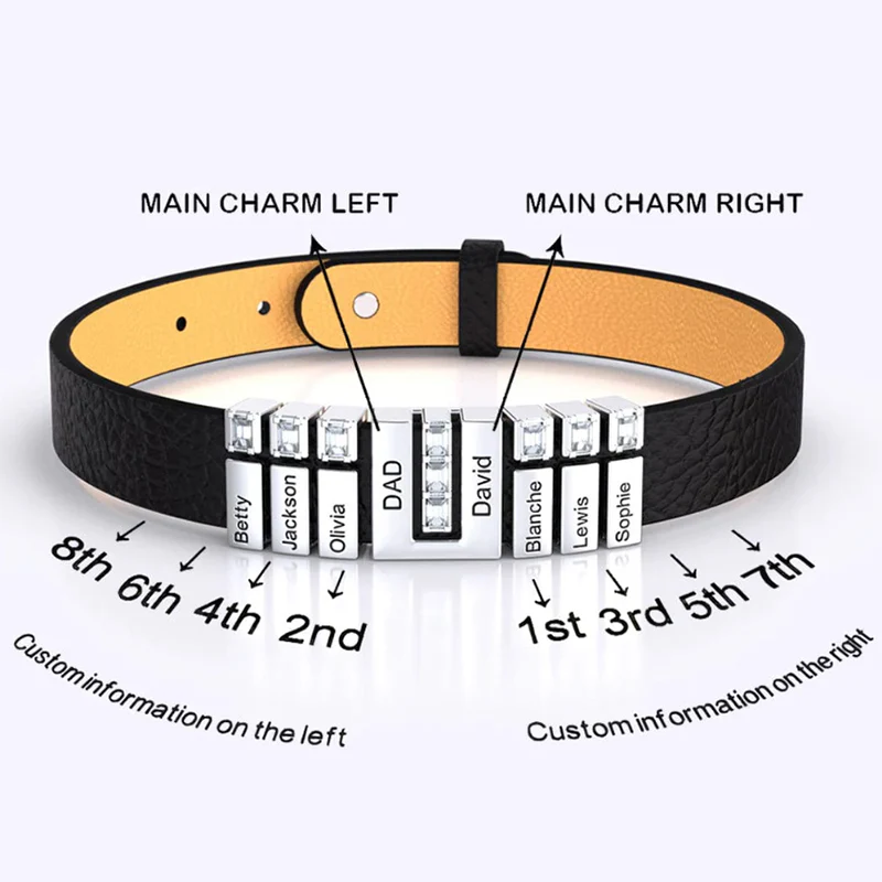 Gnoce Black Punk DIY Leather Personalized Bracelet with 2-8 Clasp - Image 5