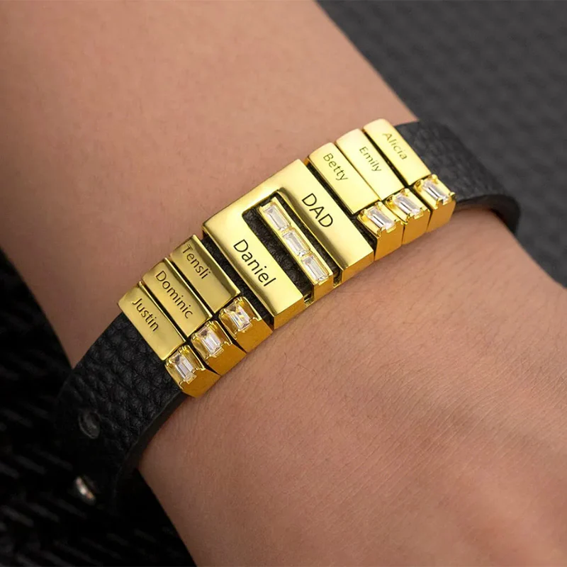 Gnoce Black Punk DIY Leather Personalized Bracelet with 2-8 Clasp - Image 6