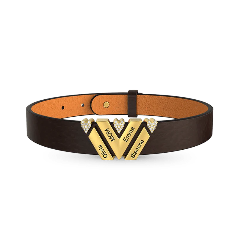 Gnoce Black Punk DIY Leather Personalized Bracelet with 2-6 Clasp - Image 3