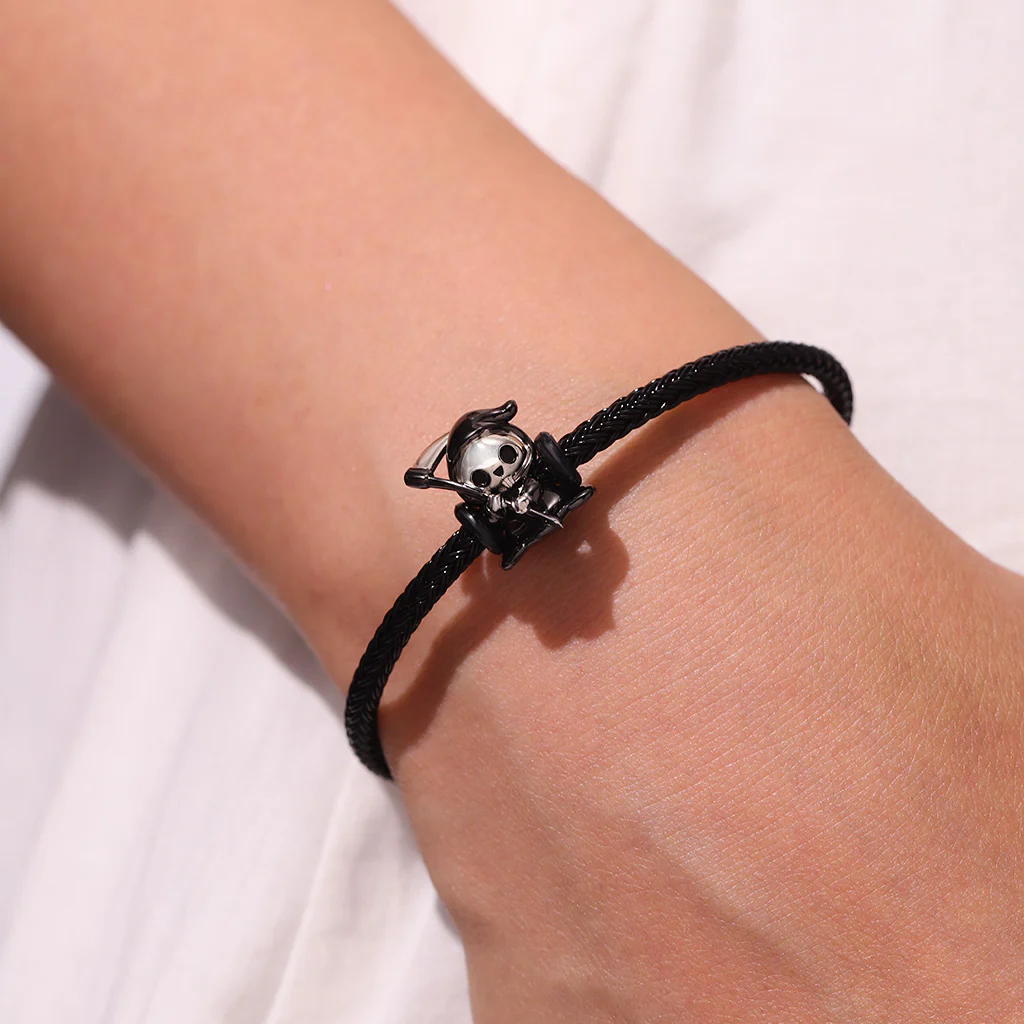 Gnoce Black Round Snap Basic Bracelet with 2 Pieces of Stoppers - Image 5