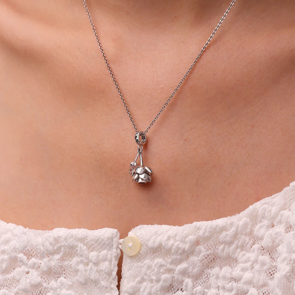 Gnoce Openable Blooming Cherry Blossom Charm Platinum-plated Silver Blend - Image 7