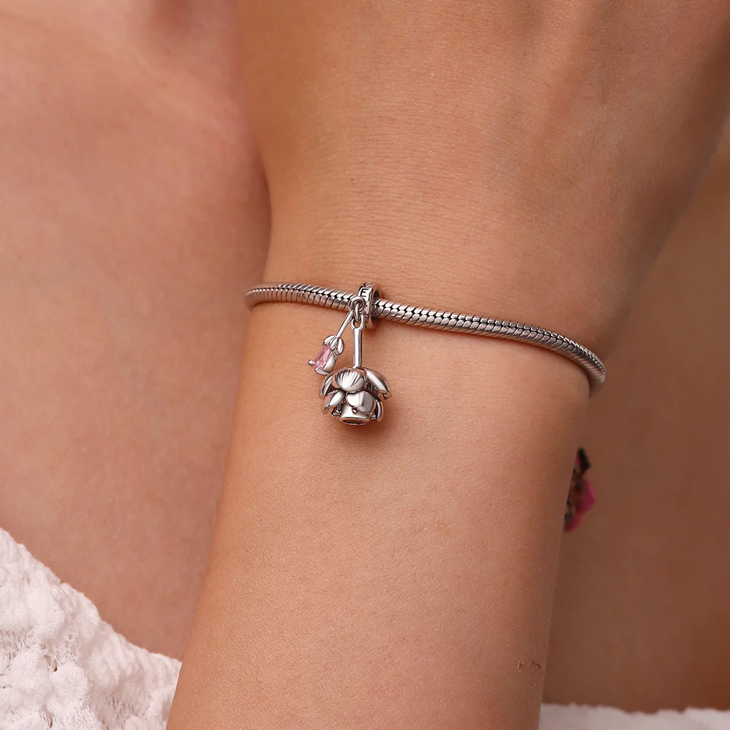 Gnoce Openable Blooming Cherry Blossom Charm Platinum-plated Silver Blend - Image 8