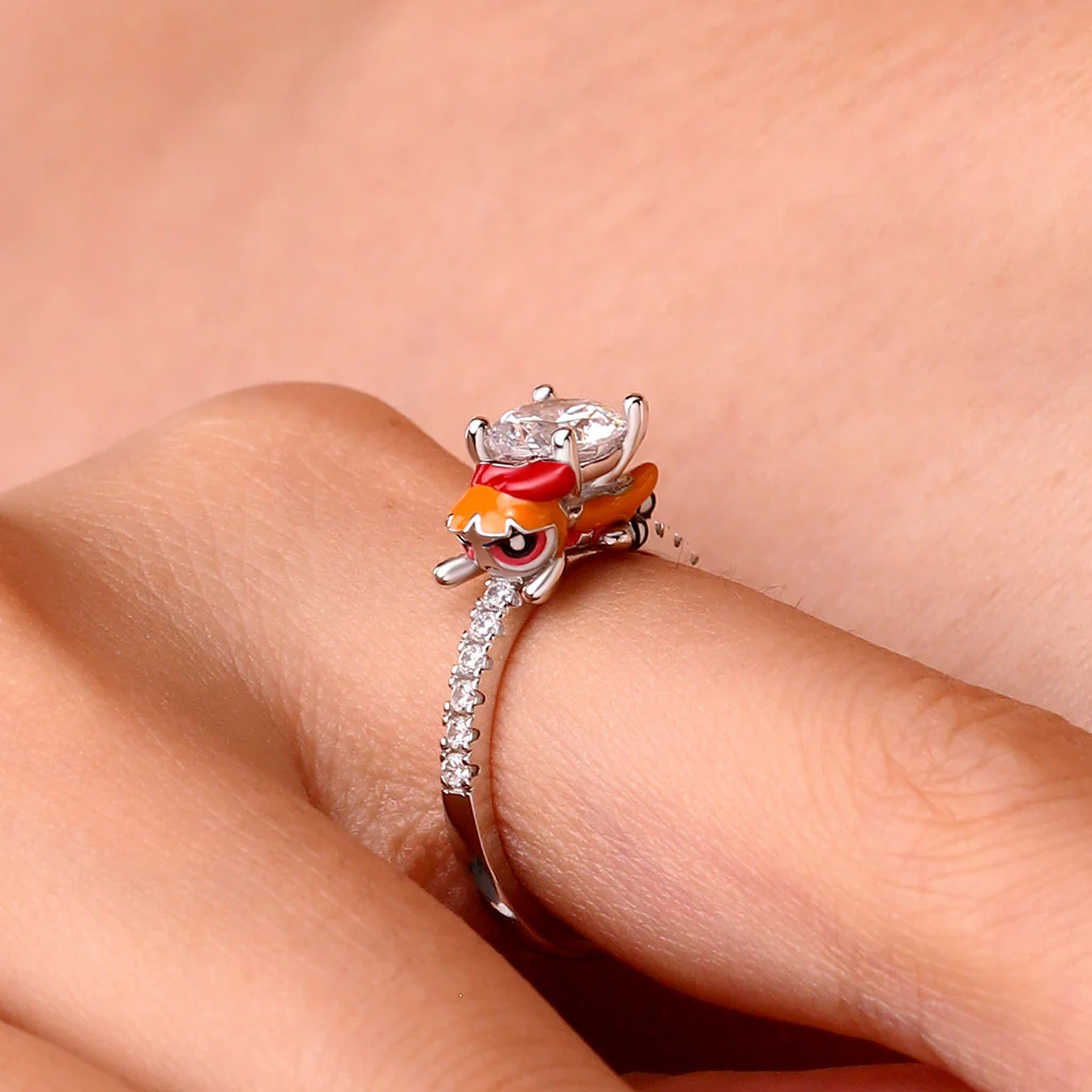 Gnoce The Powerpuff Girls Blossom Embraces Moissanite Round Cut Ring - Image 5