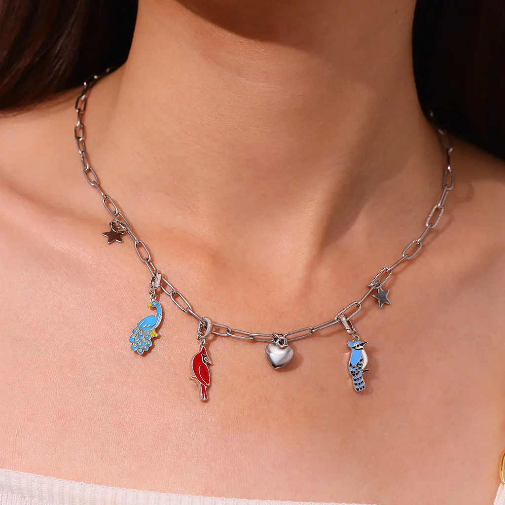 Gnoce Blue Black Jay Clasp Clusters Charm Platinum-plated Silver Blend - Image 5