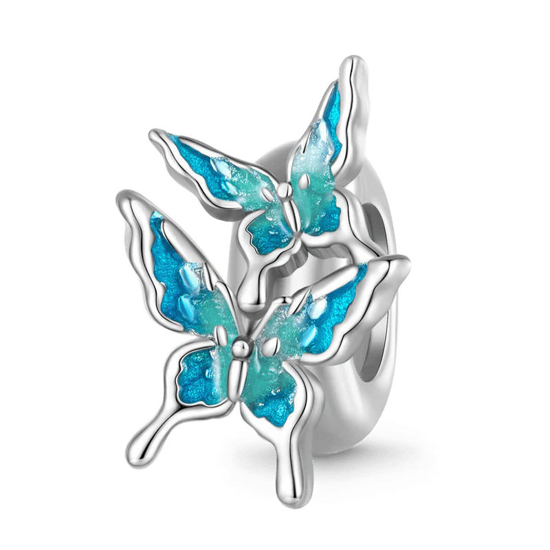Gnoce Flying Blue Butterflies Stopper Charm