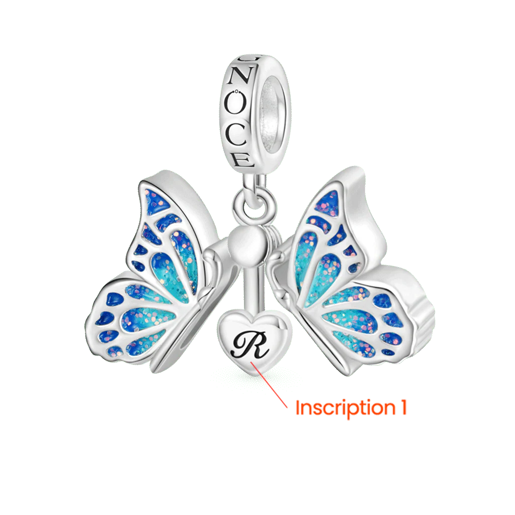 Gnoce Butterfly Vibrating Wings Engravable Charm Platinum-plated Silver Blend - Image 2