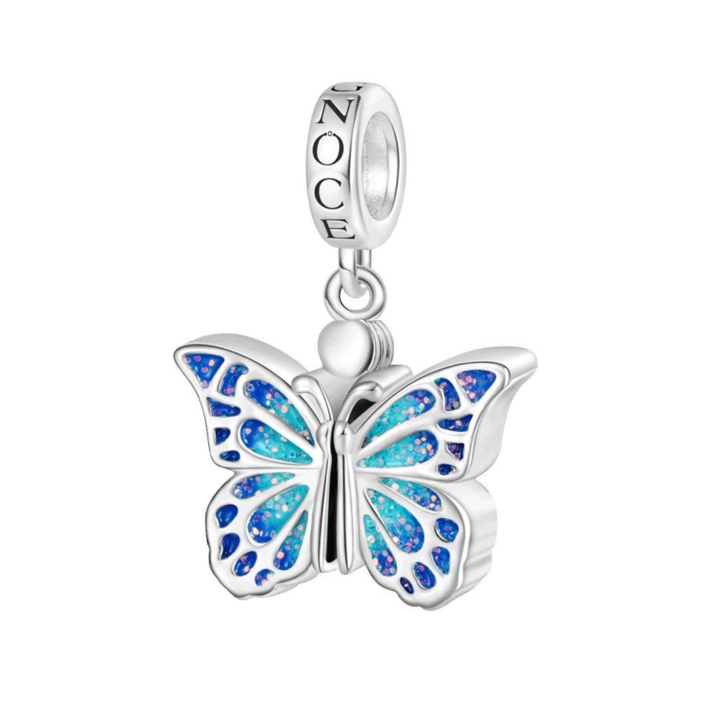 Gnoce Butterfly Vibrating Wings Engravable Charm Platinum-plated Silver Blend - Image 3