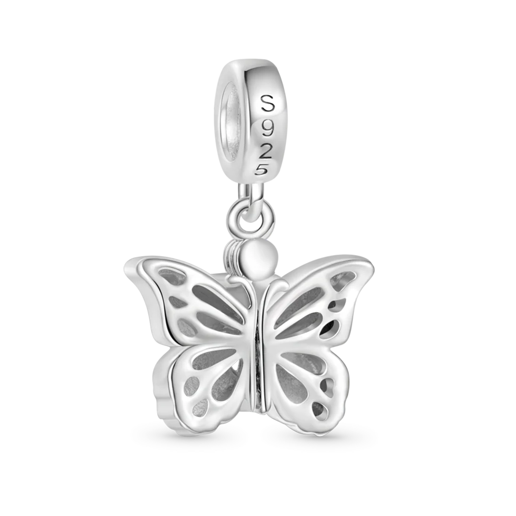 Gnoce Butterfly Vibrating Wings Engravable Charm Platinum-plated Silver Blend - Image 4