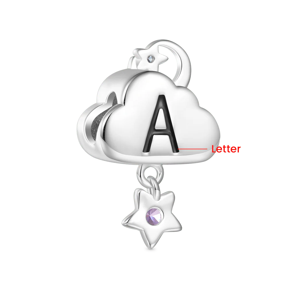 Gnoce  Blue Cloud Star Birthstone Charm Platinum-plated Silver Blend - Image 2