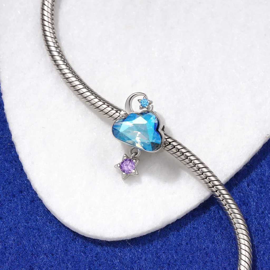 Gnoce  Blue Cloud Star Birthstone Charm Platinum-plated Silver Blend - Image 3