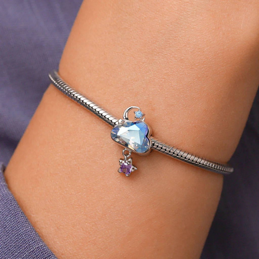 Gnoce  Blue Cloud Star Birthstone Charm Platinum-plated Silver Blend - Image 5
