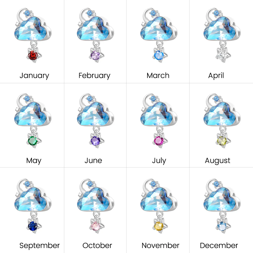 Gnoce  Blue Cloud Star Birthstone Charm Platinum-plated Silver Blend - Image 6