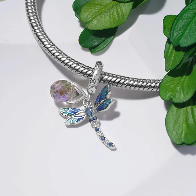 Gnoce Blue Dragonfly Pendant Dangle Charm - Image 2