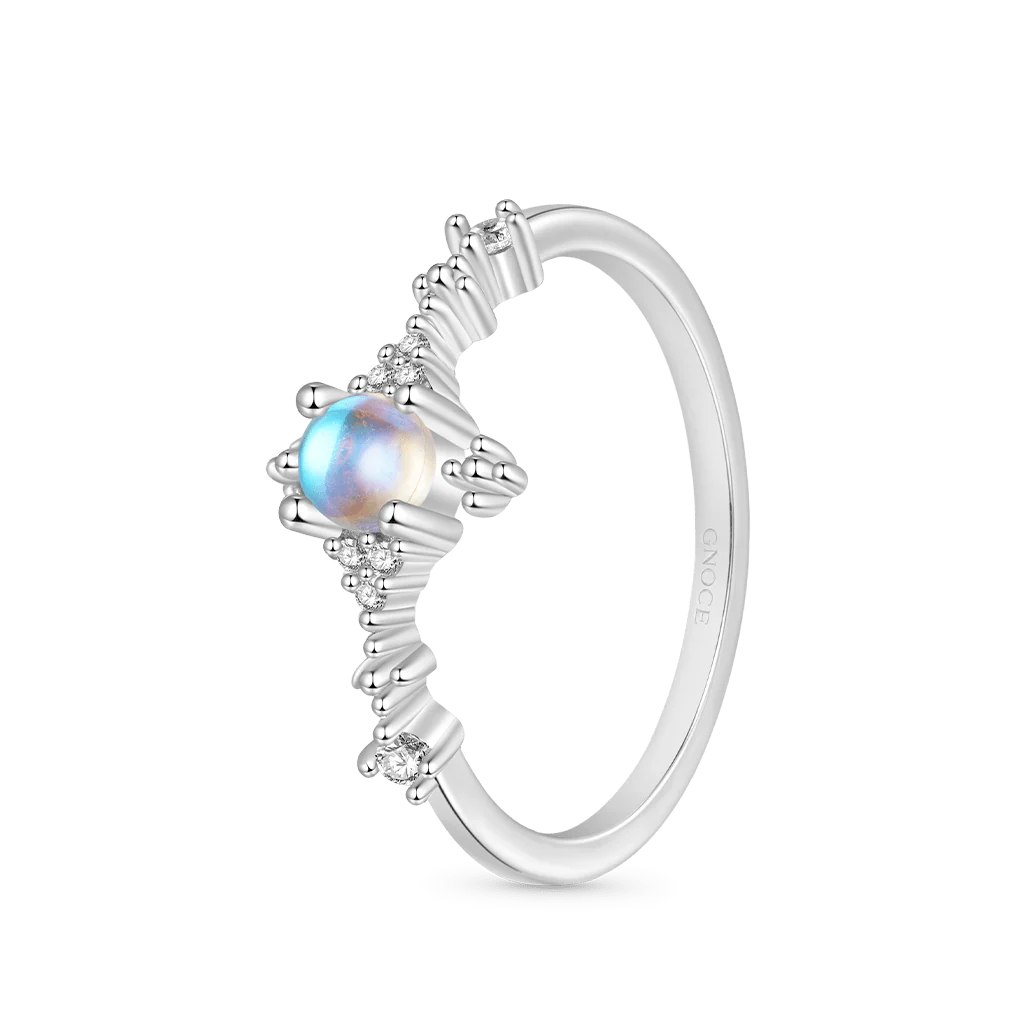 Gnoce Blue Fire Moonstone Ring Platinum-plated Silver Blend - Image 2