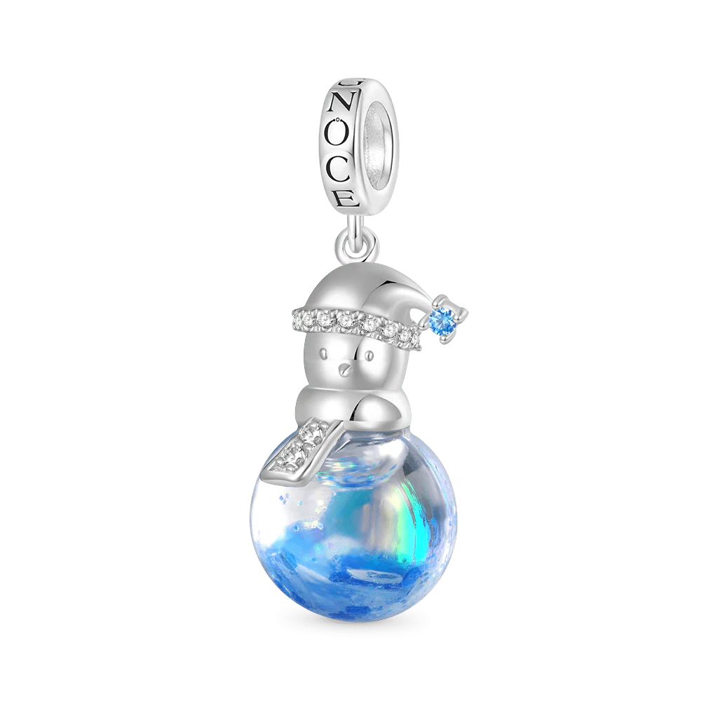 Gnoce Snowflake Glitter Quicksand Snowman Charm Platinum-plated Silver Blend - Image 2