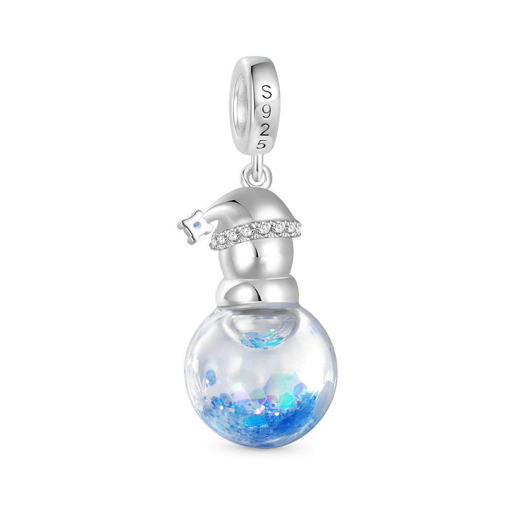Gnoce Snowflake Glitter Quicksand Snowman Charm Platinum-plated Silver Blend - Image 3