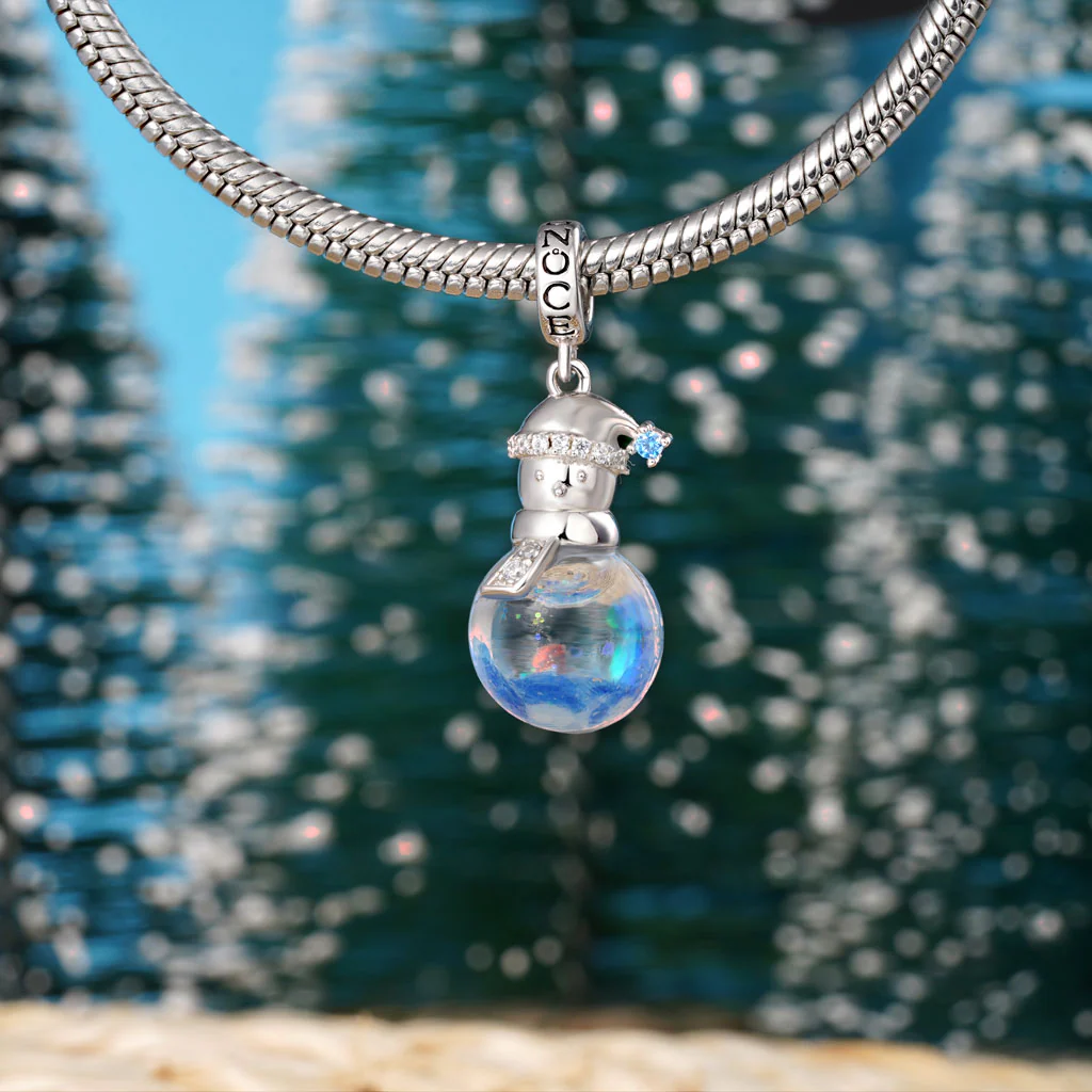 Gnoce Snowflake Glitter Quicksand Snowman Charm Platinum-plated Silver Blend - Image 4