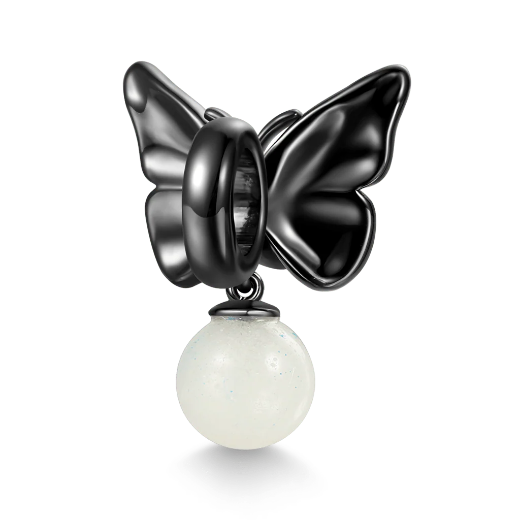 Gnoce Blue Morpho Butterfly Glow-in-the-Dark Charm Platinum-plated Silver Blend - Image 3