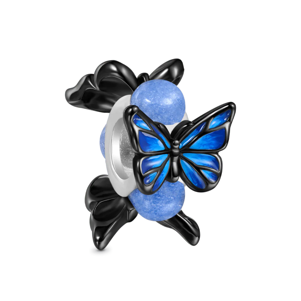 Gnoce Blue Morpho Butterfly Glow-in-the-Dark Charm Platinum-plated Silver Blend - Image 3