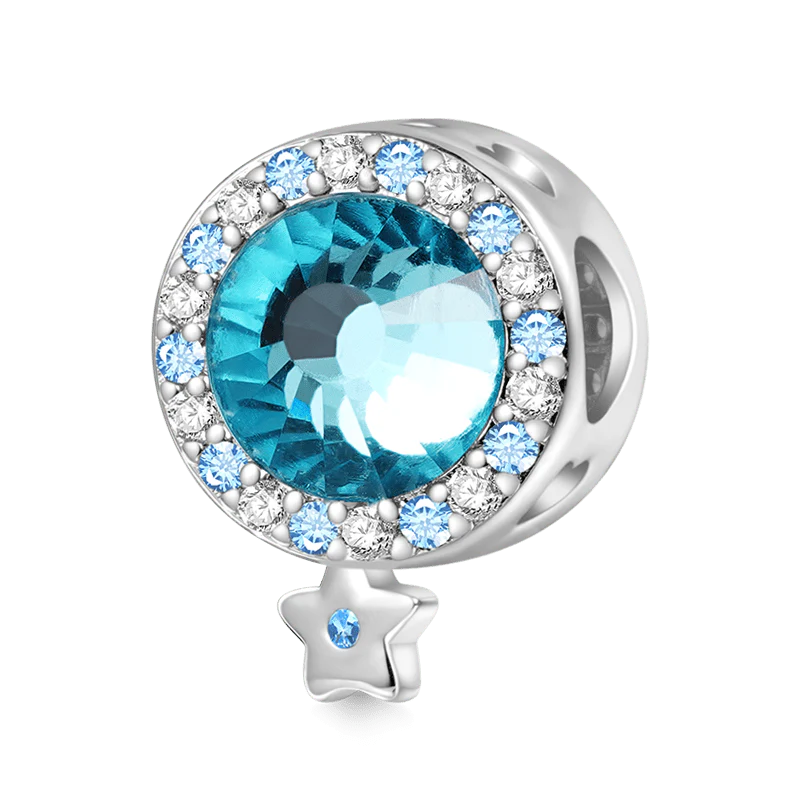 Gnoce Blue Sky Star & Moon Charm Platinum-plated Silver Blend