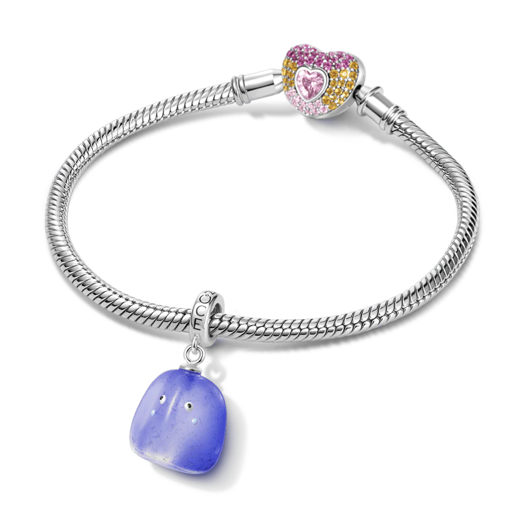 Gnoce Squishy Blue Pet Stone Charm Platinum-plated Silver Blend - Image 3
