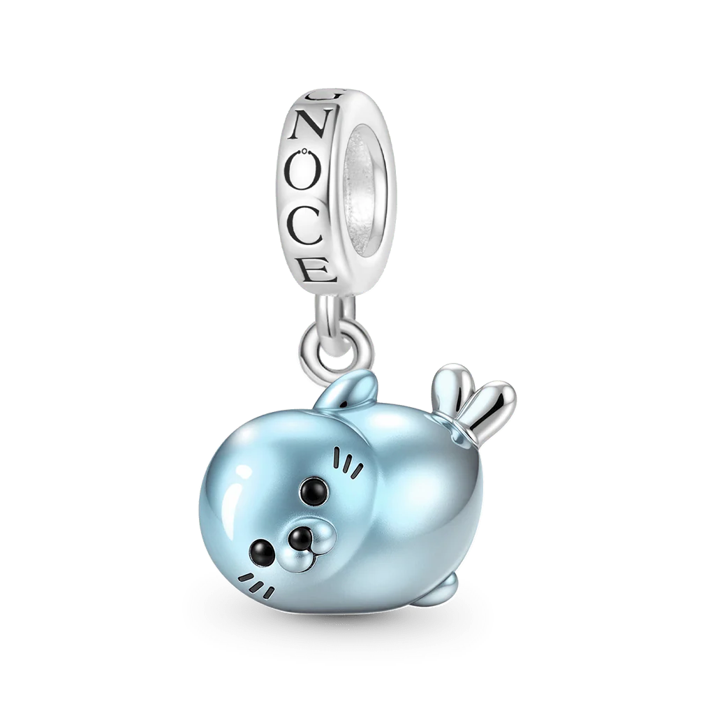Gnoce Blue Sea Lion Charm Platinum-plated Silver Blend