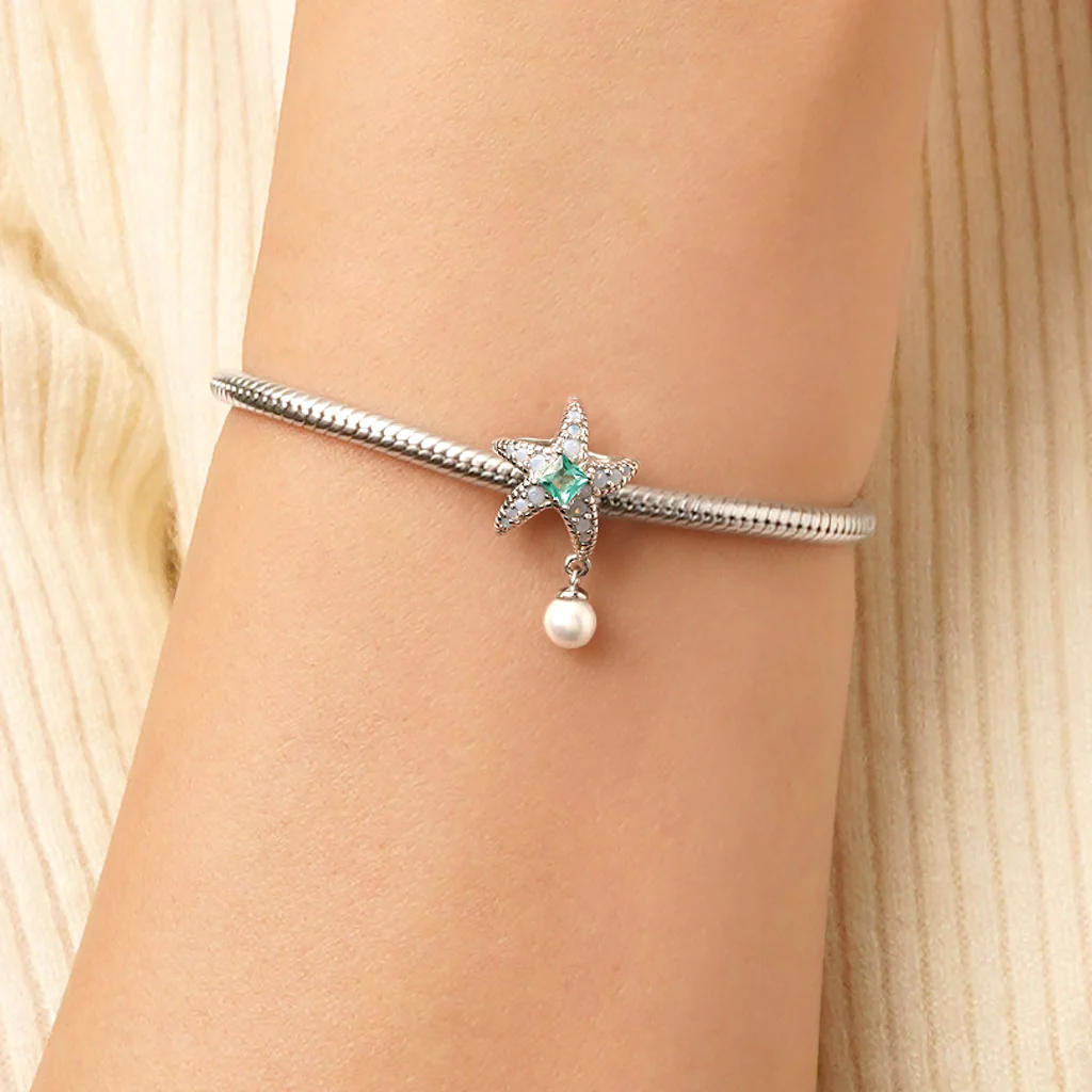 Gnoce Blue Starfish Hanging Pearl Charm - Image 5