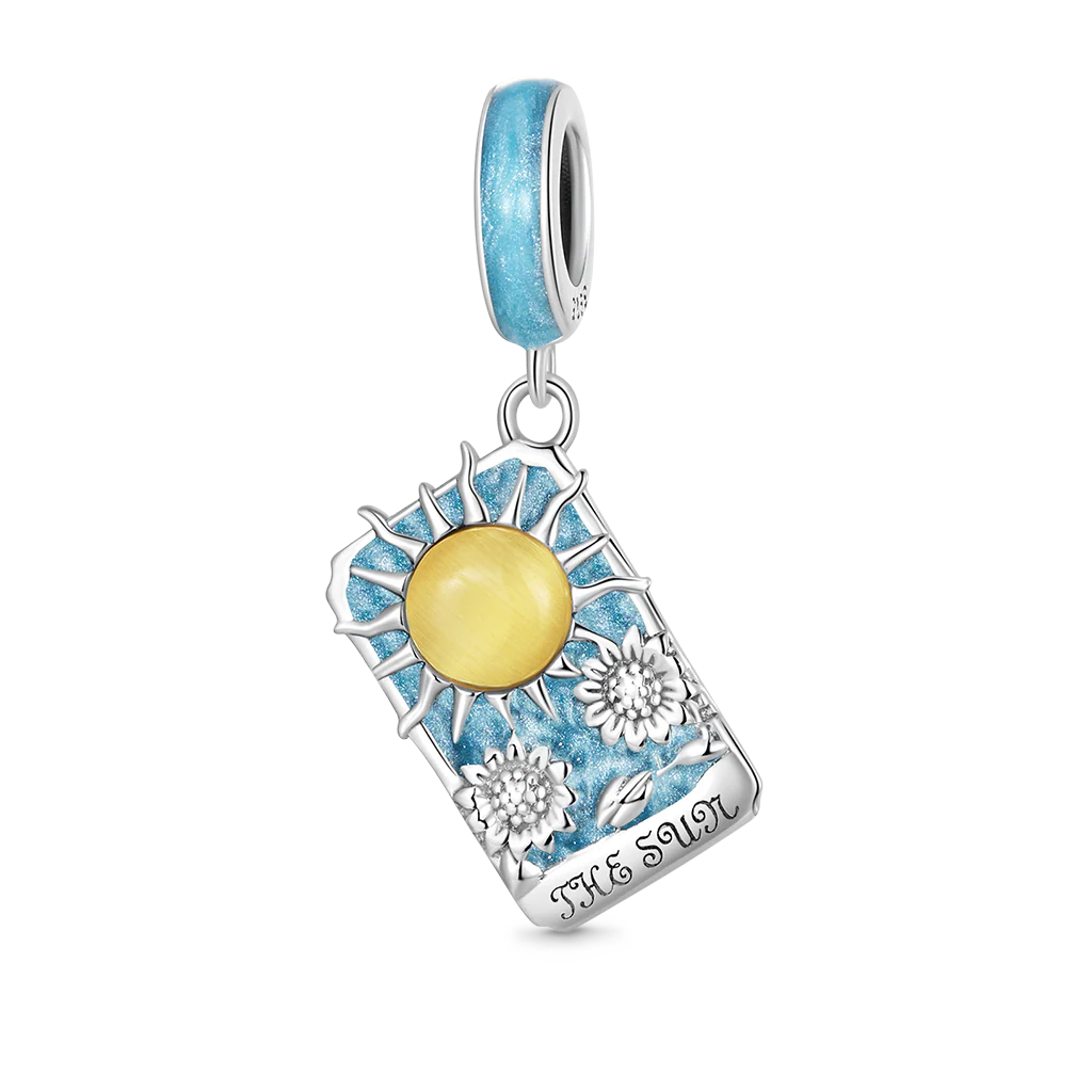 Gnoce Blue Tarot Card Sun Pendant Dangle Charm