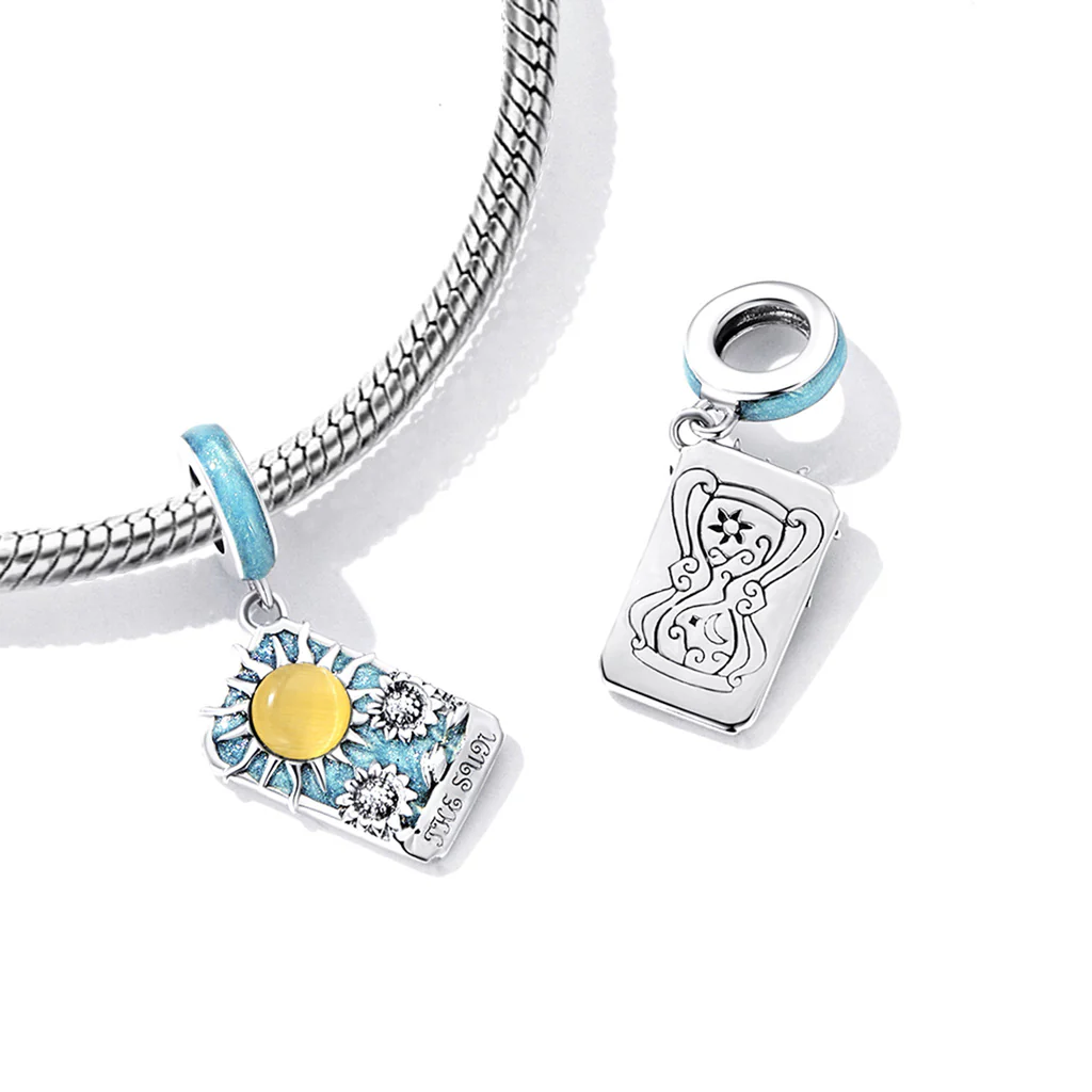 Gnoce Blue Tarot Card Sun Pendant Dangle Charm - Image 2