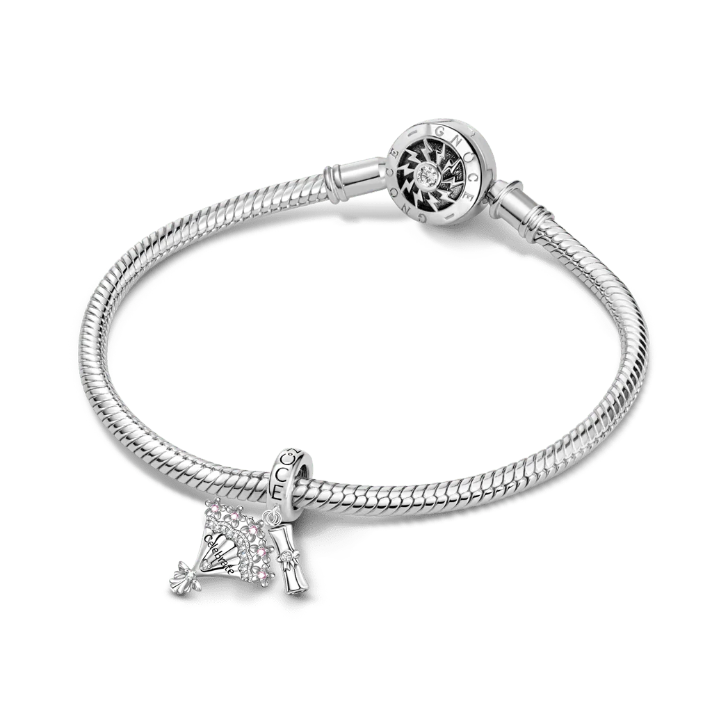 Gnoce Graduation Season Bouquet & Diploma Pendant Dangle Charm - Image 3