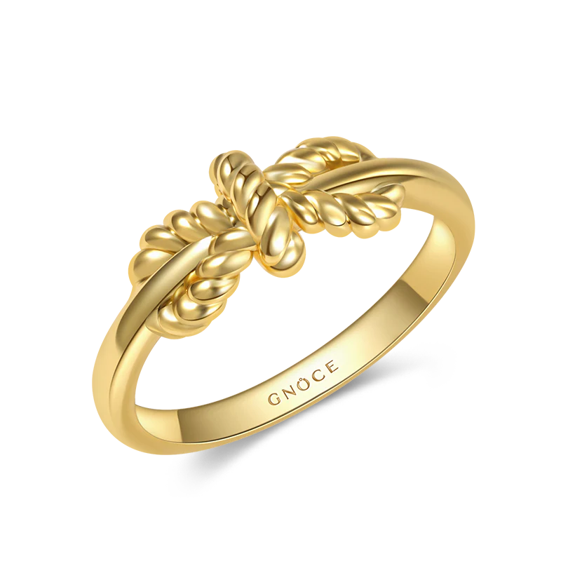 Gnoce Exquisite Bow Tie Ring Platinum-plated Silver Blend - Image 2