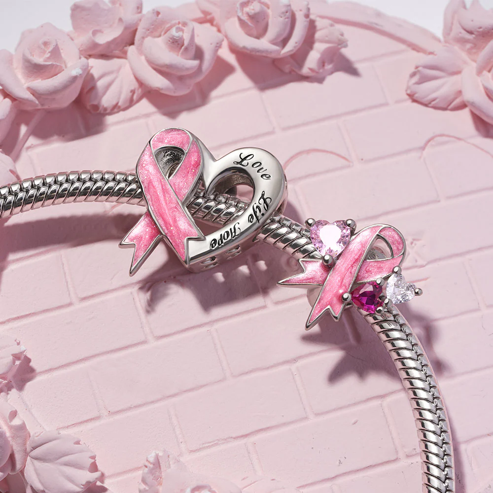 Gnoce Breast Cancer Awareness Pink Ribbon Charm - Image 3