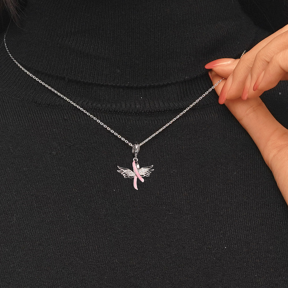 Gnoce Pink Ribbon with Wings Charm Platinum-plated Silver Blend - Image 7