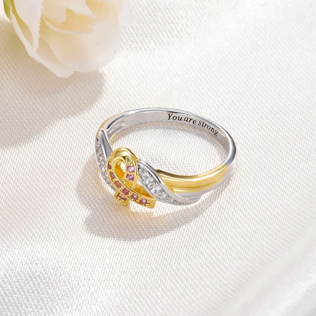 Gnoce Personalized Breast Cancer Awareness Ribbon Ring - Image 3