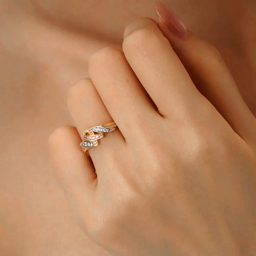 Gnoce Personalized Breast Cancer Awareness Ribbon Ring - Image 5