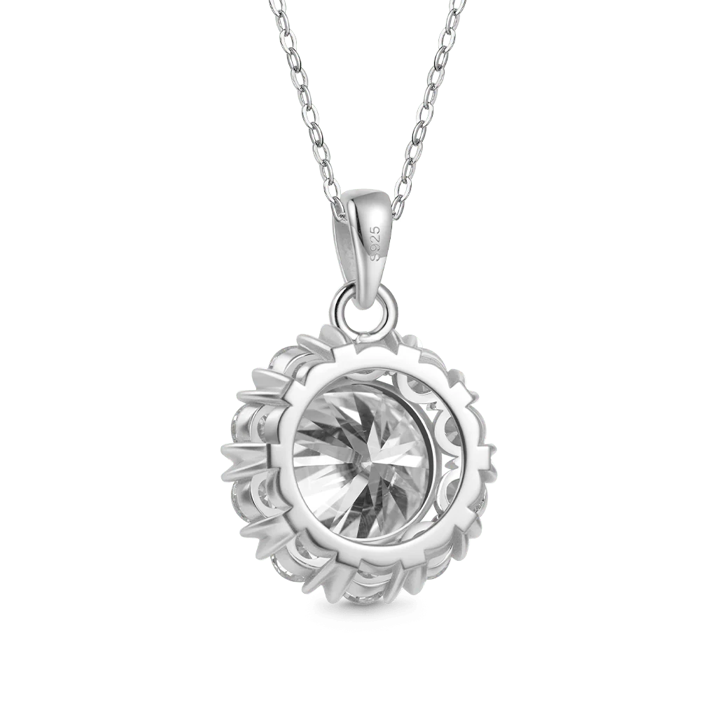 Gnoce 5Ct Round Moissanite Sunflower Necklace Platinum-plated Silver Blend - Image 2