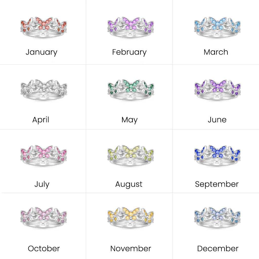 Gnoce Brilliant Butterfly Birthstone Ring - Image 6