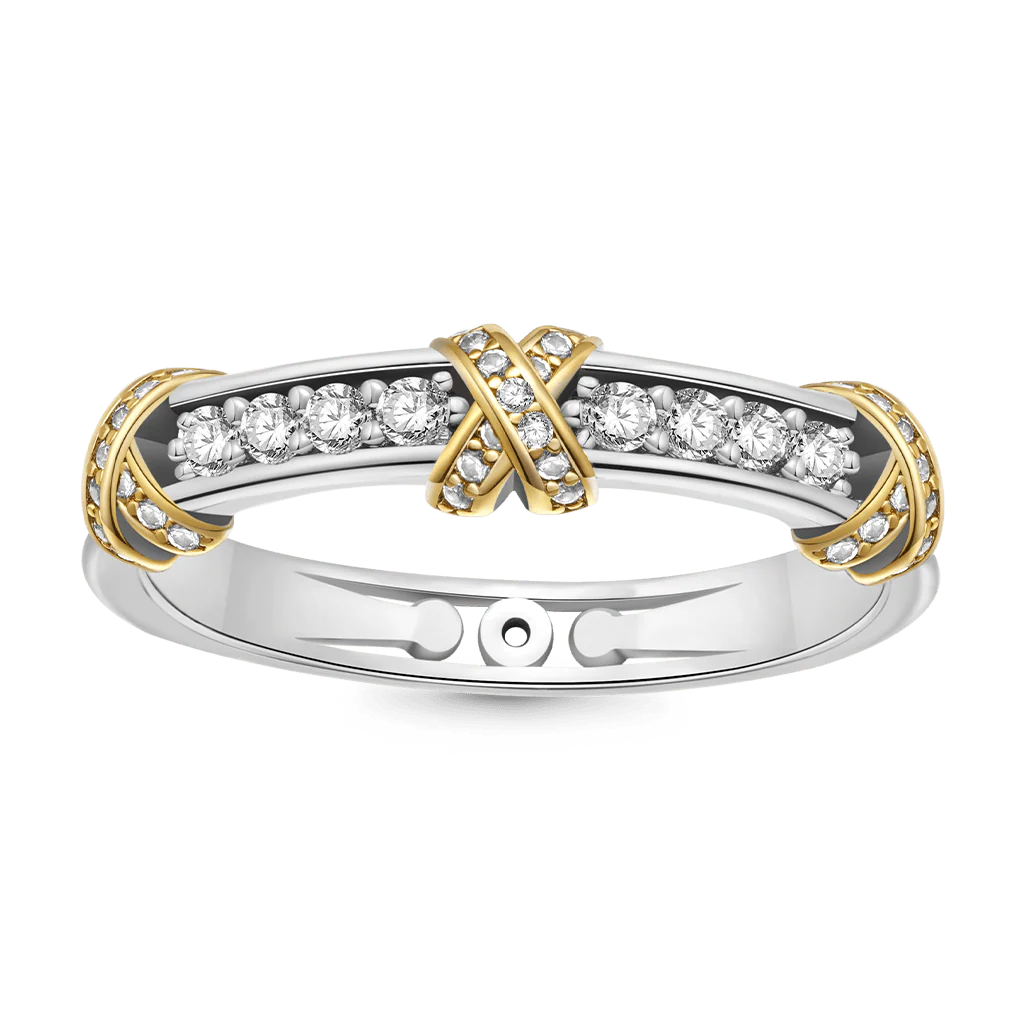 Gnoce Brilliant X Platinum Diamond Band Ring Platinum-plated Silver Blend