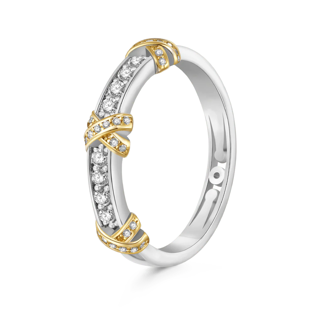 Gnoce Brilliant X Platinum Diamond Band Ring Platinum-plated Silver Blend - Image 2