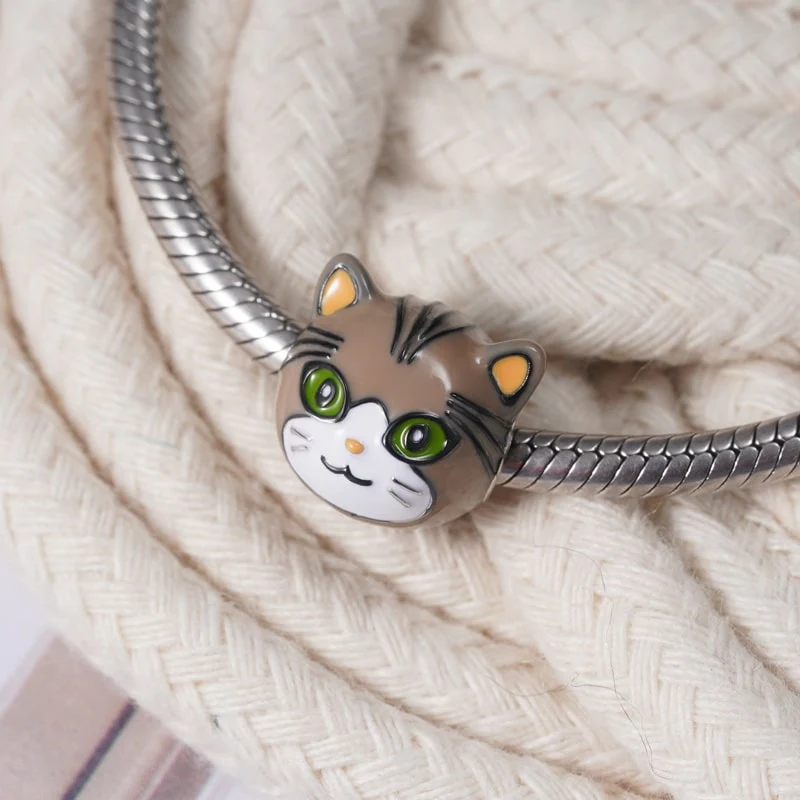 British Shorthair Cat Charm Bead Sterling Silver - Image 2