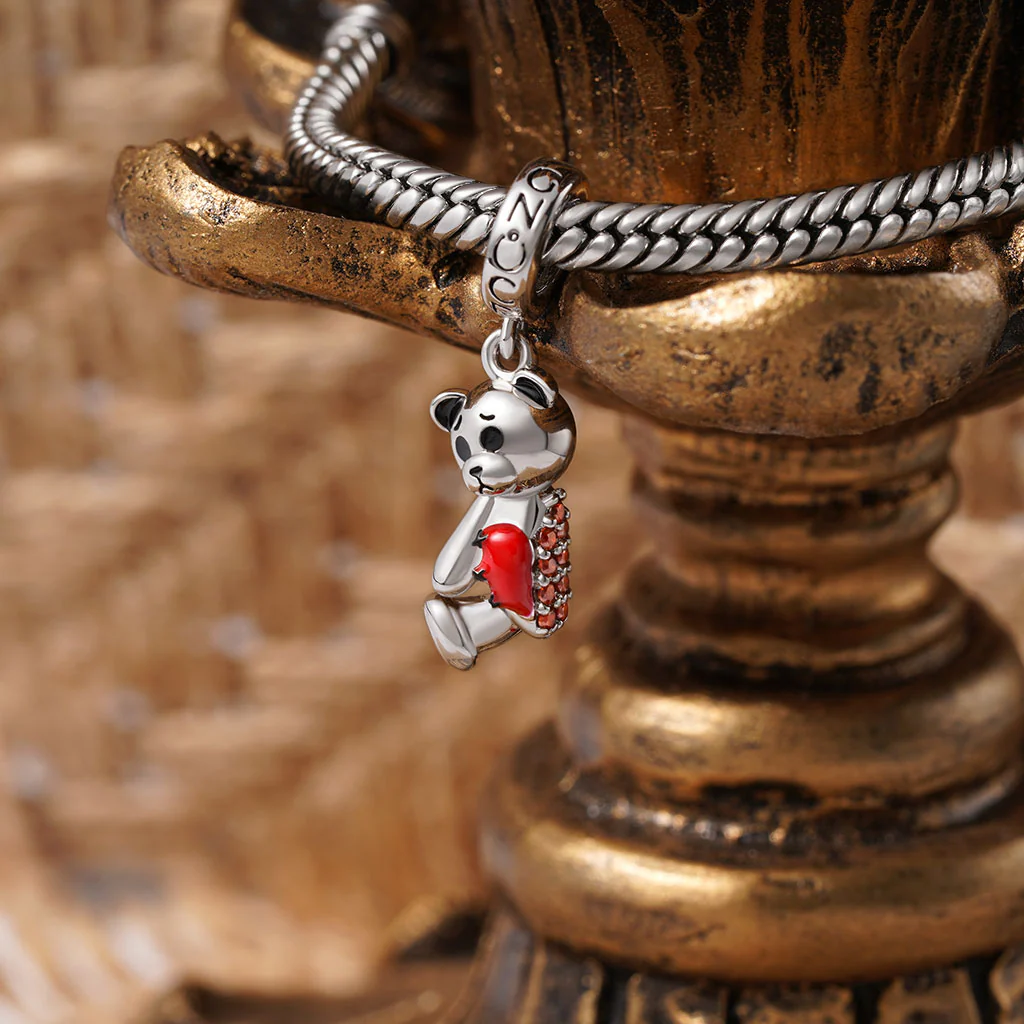 Gnoce Halloween Broken Torn Bear Charm Platinum-plated Silver Blend - Image 3