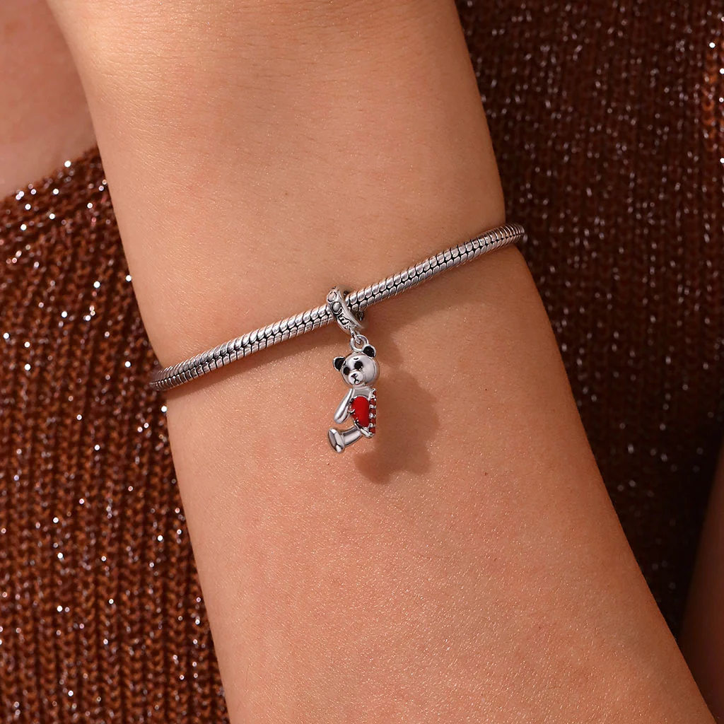Gnoce Halloween Broken Torn Bear Charm Platinum-plated Silver Blend - Image 6